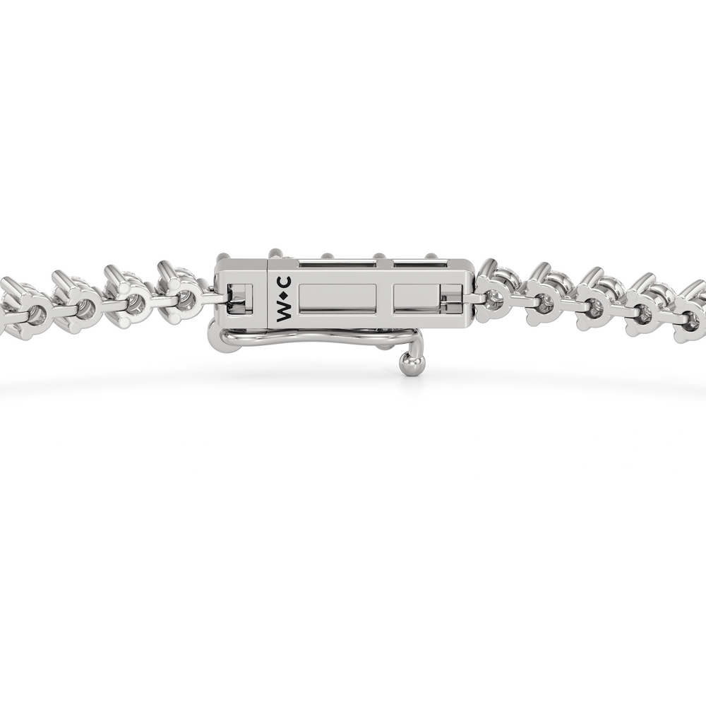 Contemporary 3-Prong Round Lab Diamond Tennis Bracelet with 1 Cut Diamond in 14KT White Gold view 6
