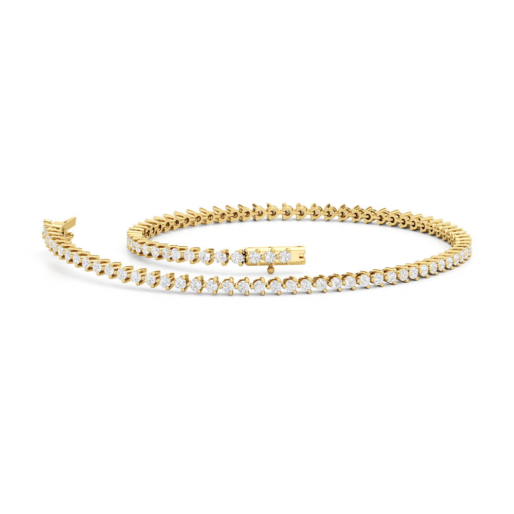 Contemporary 3-Prong Round Lab Diamond Tennis Bracelet with 1 Cut Diamond in 14KT Yellow Gold view 2
