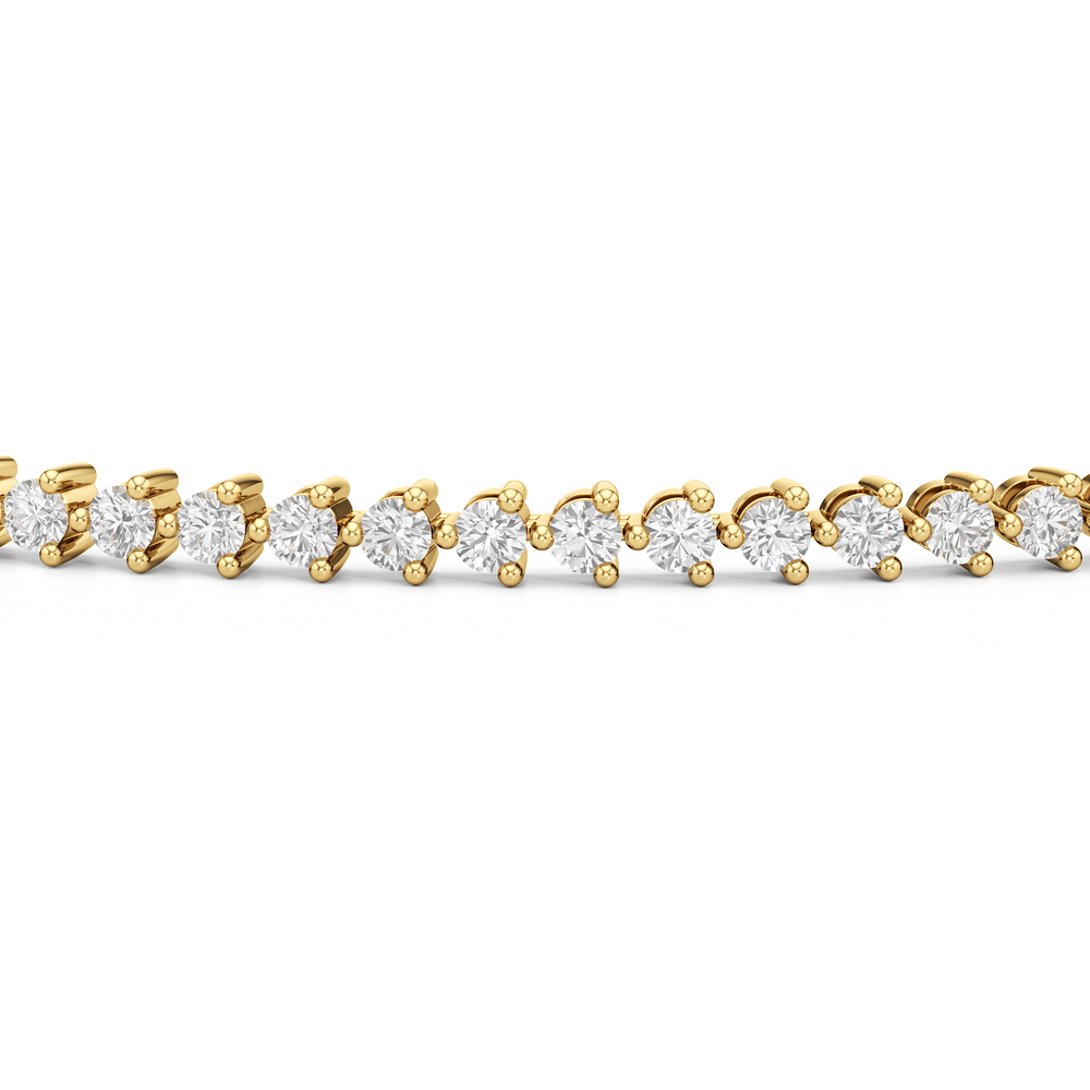 Contemporary 3-Prong Round Lab Diamond Tennis Bracelet with 1 Cut Diamond in 14KT Yellow Gold view 5
