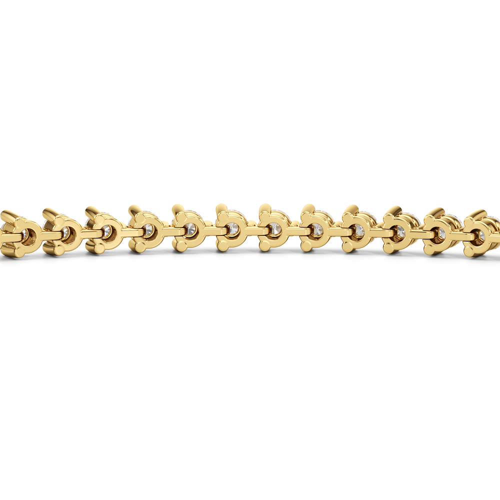 Contemporary 3-Prong Round Lab Diamond Tennis Bracelet with 1 Cut Diamond in 14KT Yellow Gold view 7
