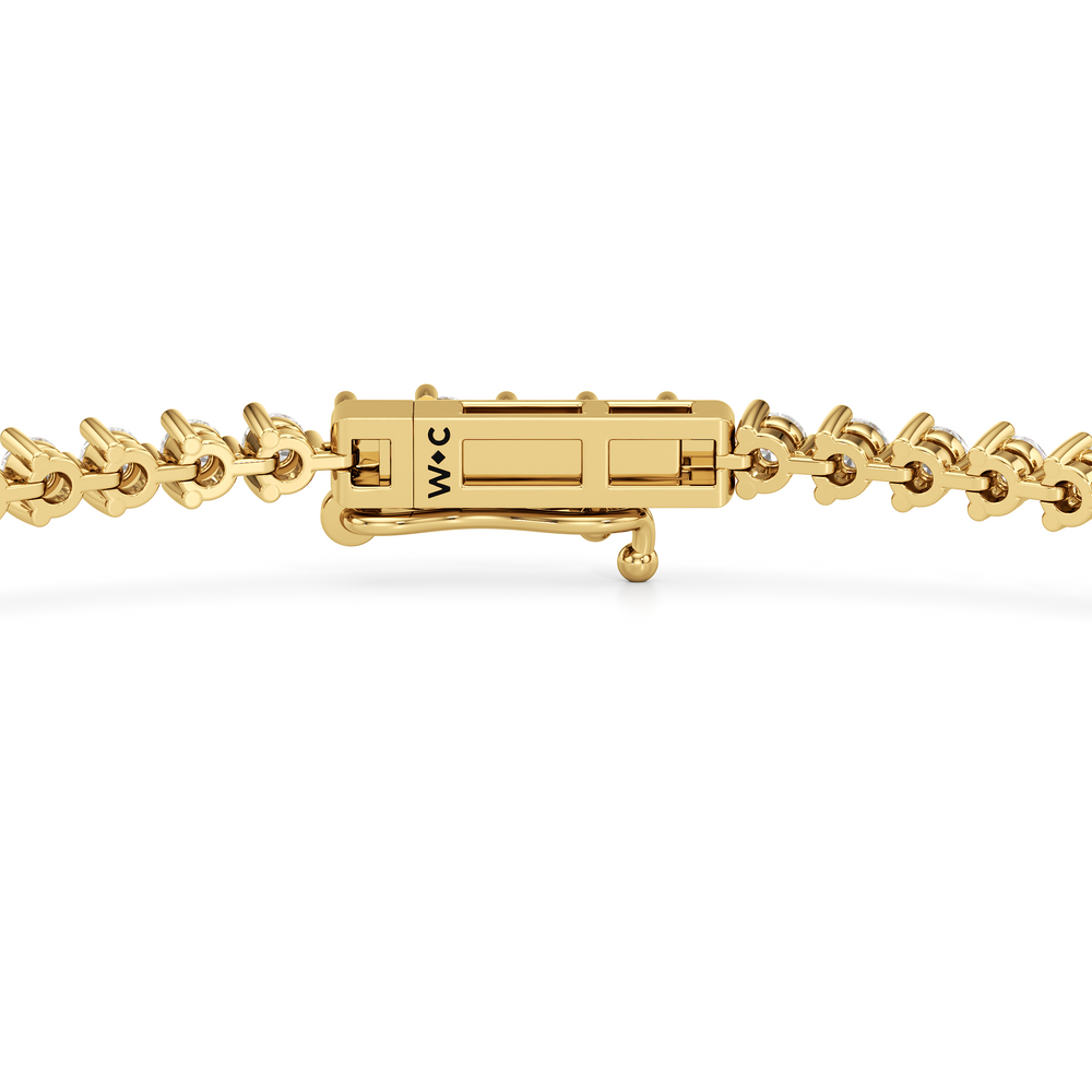Contemporary 3-Prong Round Lab Diamond Tennis Bracelet with 1 Cut Diamond in 14KT Yellow Gold view 6
