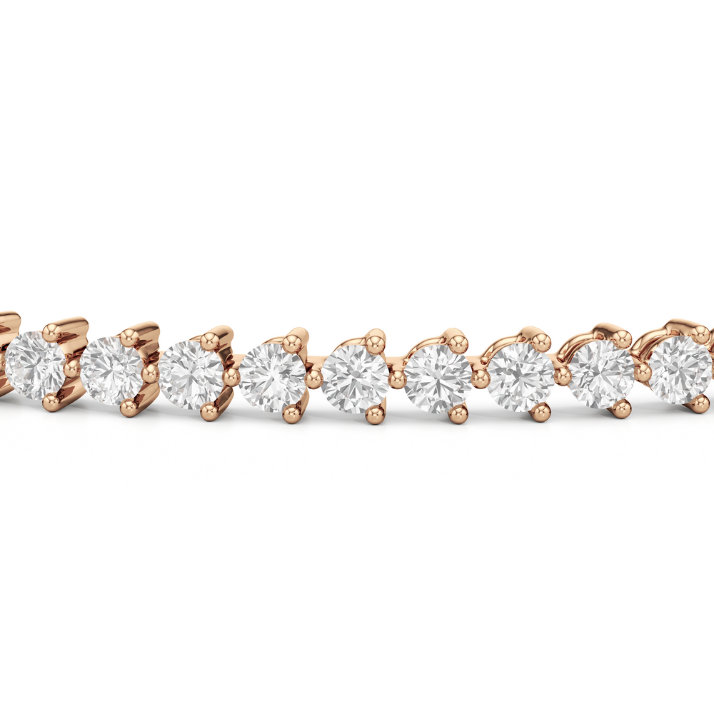 Contemporary 3-Prong Round Lab Diamond Tennis Bracelet with 2 Cut Diamond in 14KT Rose Gold view 5
