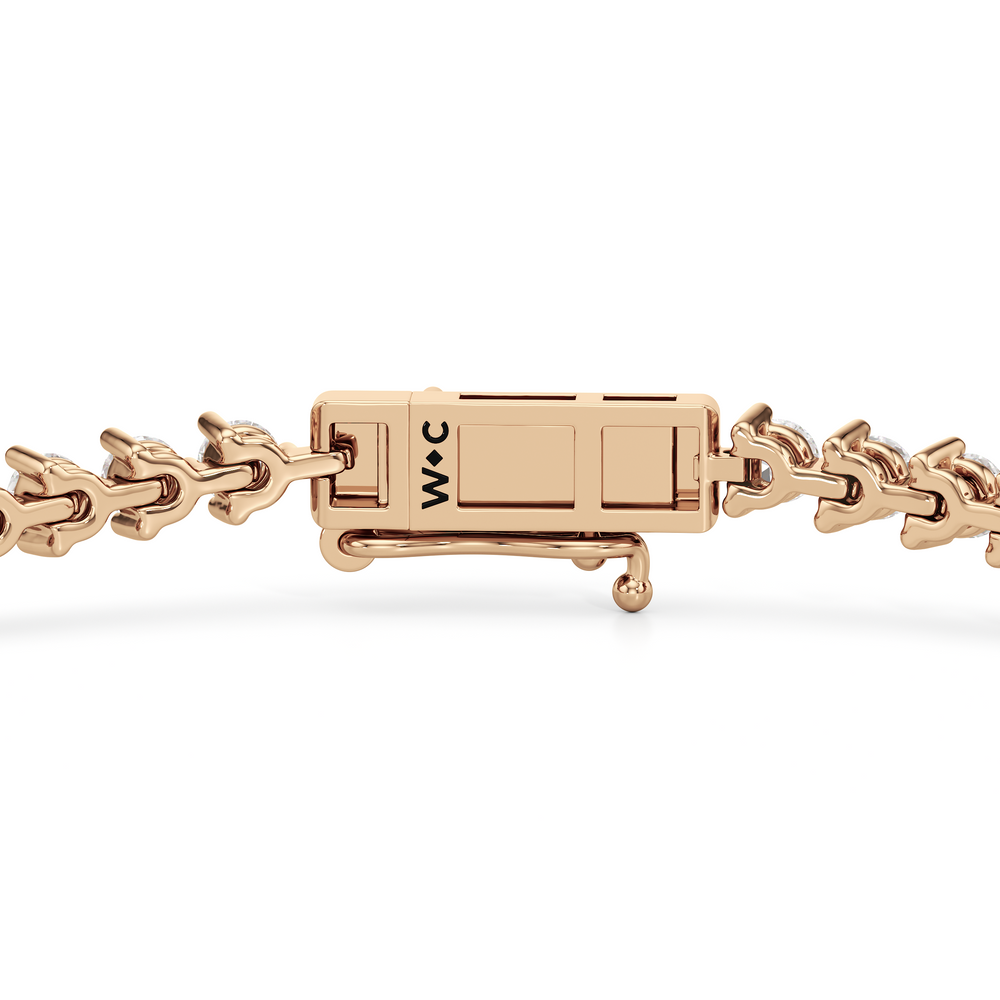 Contemporary 3-Prong Round Lab Diamond Tennis Bracelet with 2 Cut Diamond in 14KT Rose Gold view 6
