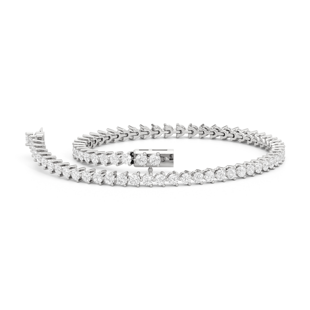Contemporary 3-Prong Round Lab Diamond Tennis Bracelet with 2 Cut Diamond in 14KT White Gold view 2
