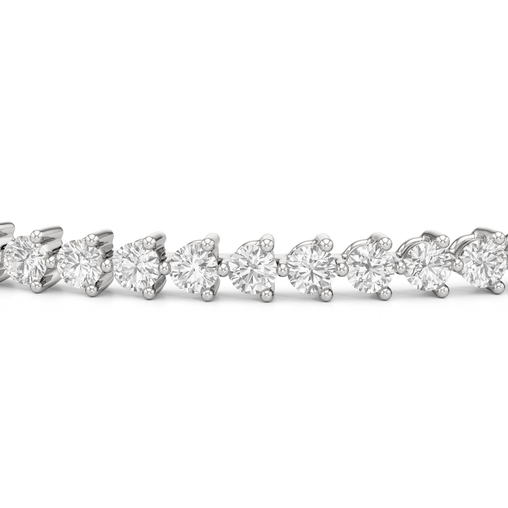 Contemporary 3-Prong Round Lab Diamond Tennis Bracelet with 2 Cut Diamond in 14KT White Gold view 5
