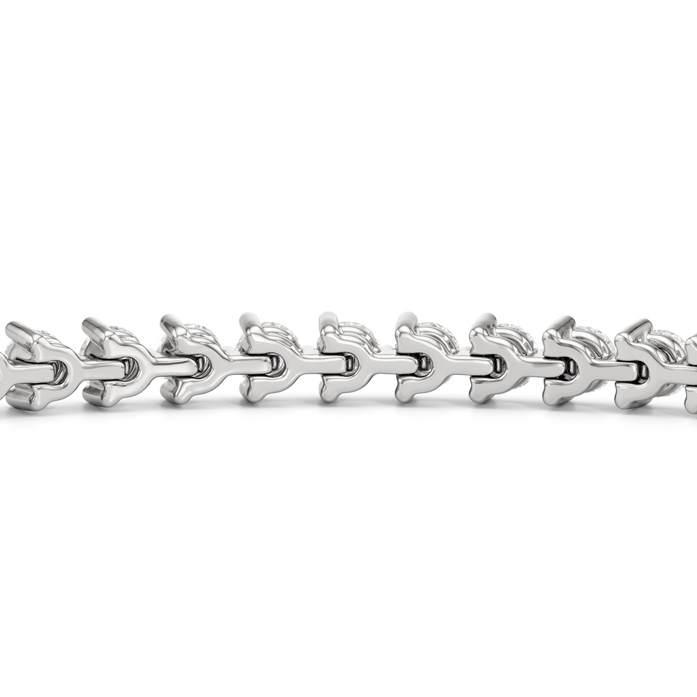 Contemporary 3-Prong Round Lab Diamond Tennis Bracelet with 2 Cut Diamond in 14KT White Gold view 7
