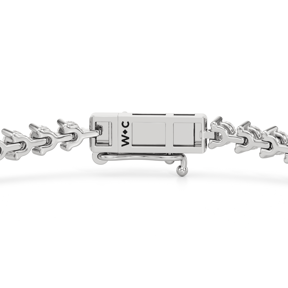 Contemporary 3-Prong Round Lab Diamond Tennis Bracelet with 2 Cut Diamond in 14KT White Gold view 6
