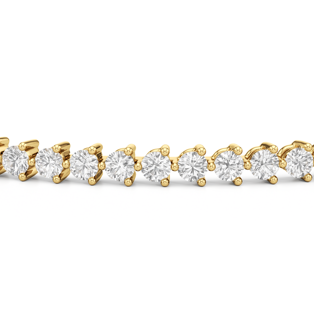 Contemporary 3-Prong Round Lab Diamond Tennis Bracelet with 2 Cut Diamond in 14KT Yellow Gold view 5
