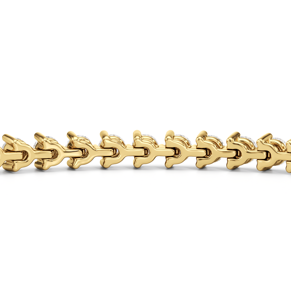 Contemporary 3-Prong Round Lab Diamond Tennis Bracelet with 2 Cut Diamond in 14KT Yellow Gold view 7

