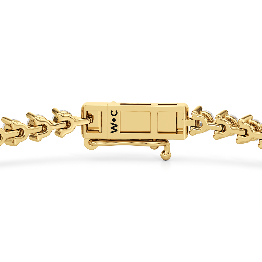 Contemporary 3-Prong Round Lab Diamond Tennis Bracelet with 2 Cut Diamond in 14KT Yellow Gold view 6
