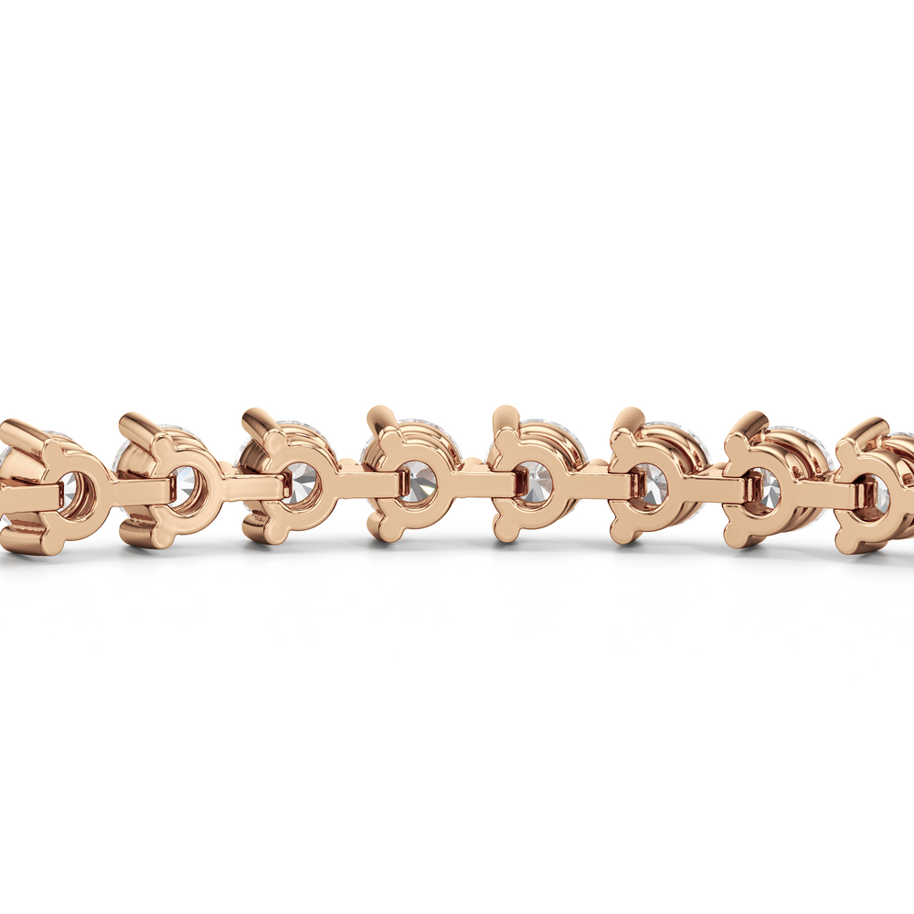 Contemporary 3-Prong Round Lab Diamond Tennis Bracelet with 3 Cut Diamond in 14KT Rose Gold view 7
