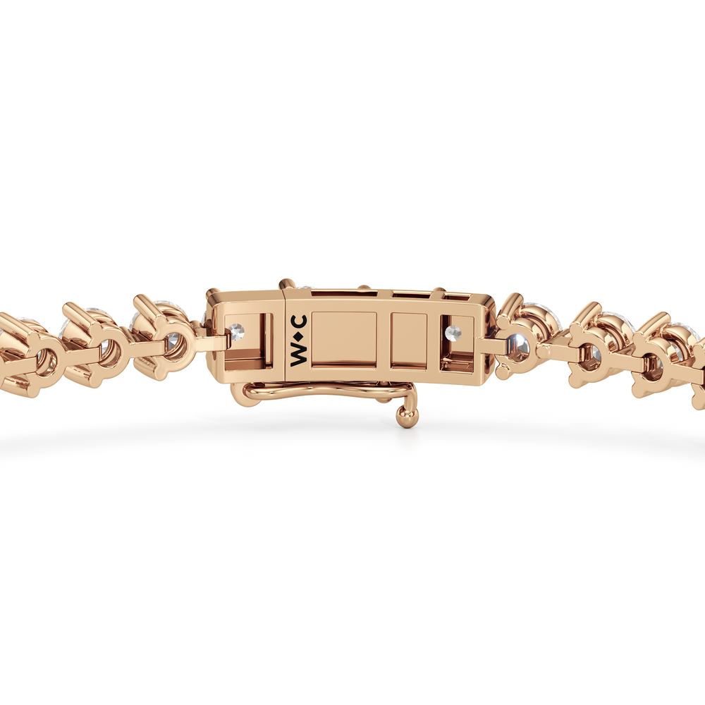 Contemporary 3-Prong Round Lab Diamond Tennis Bracelet with 3 Cut Diamond in 14KT Rose Gold view 6
