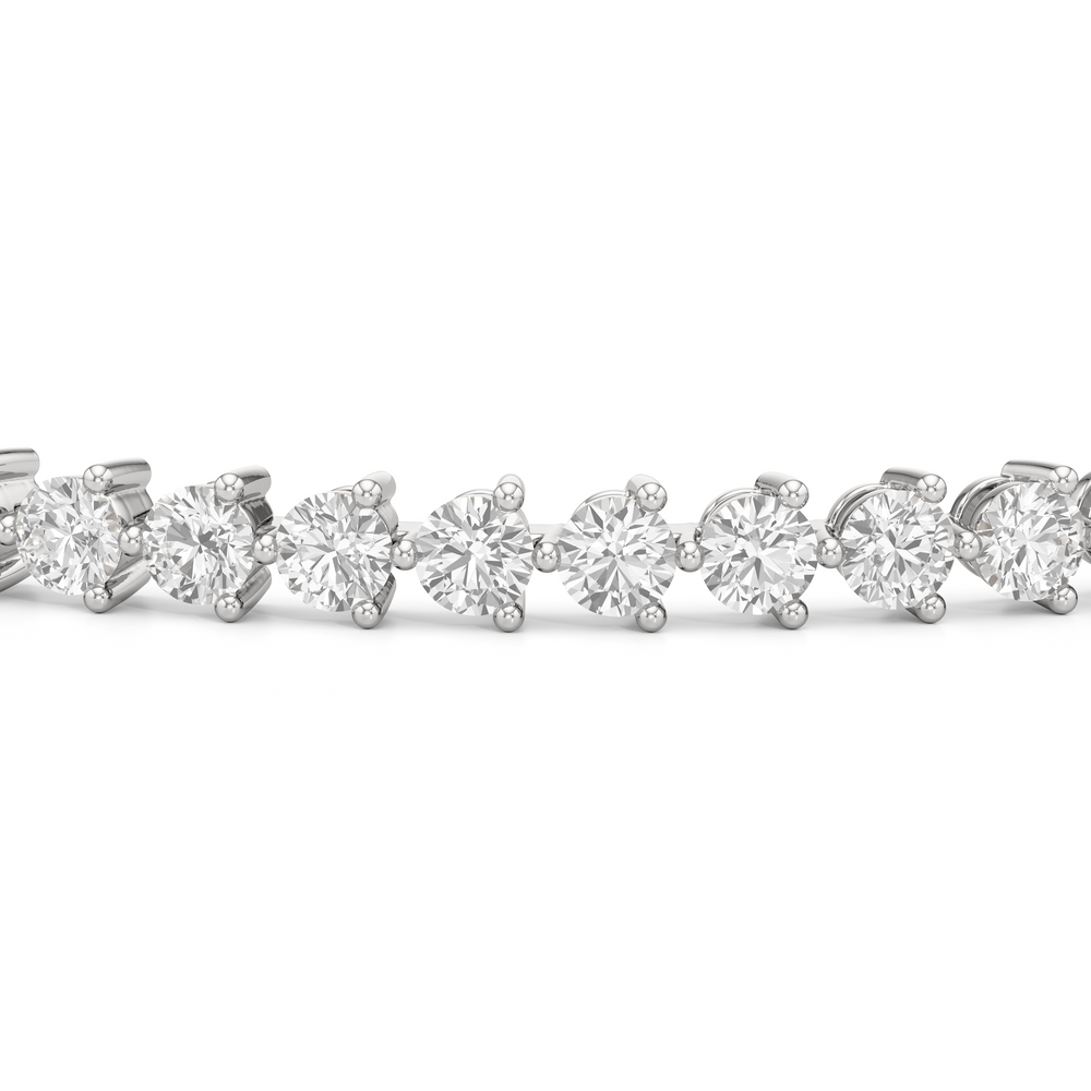 Contemporary 3-Prong Round Lab Diamond Tennis Bracelet with 3 Cut Diamond in 14KT White Gold view 5
