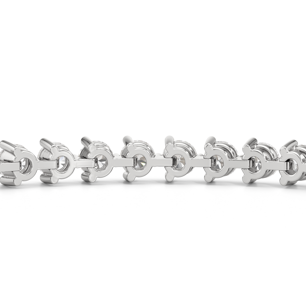 Contemporary 3-Prong Round Lab Diamond Tennis Bracelet with 3 Cut Diamond in 14KT White Gold view 7
