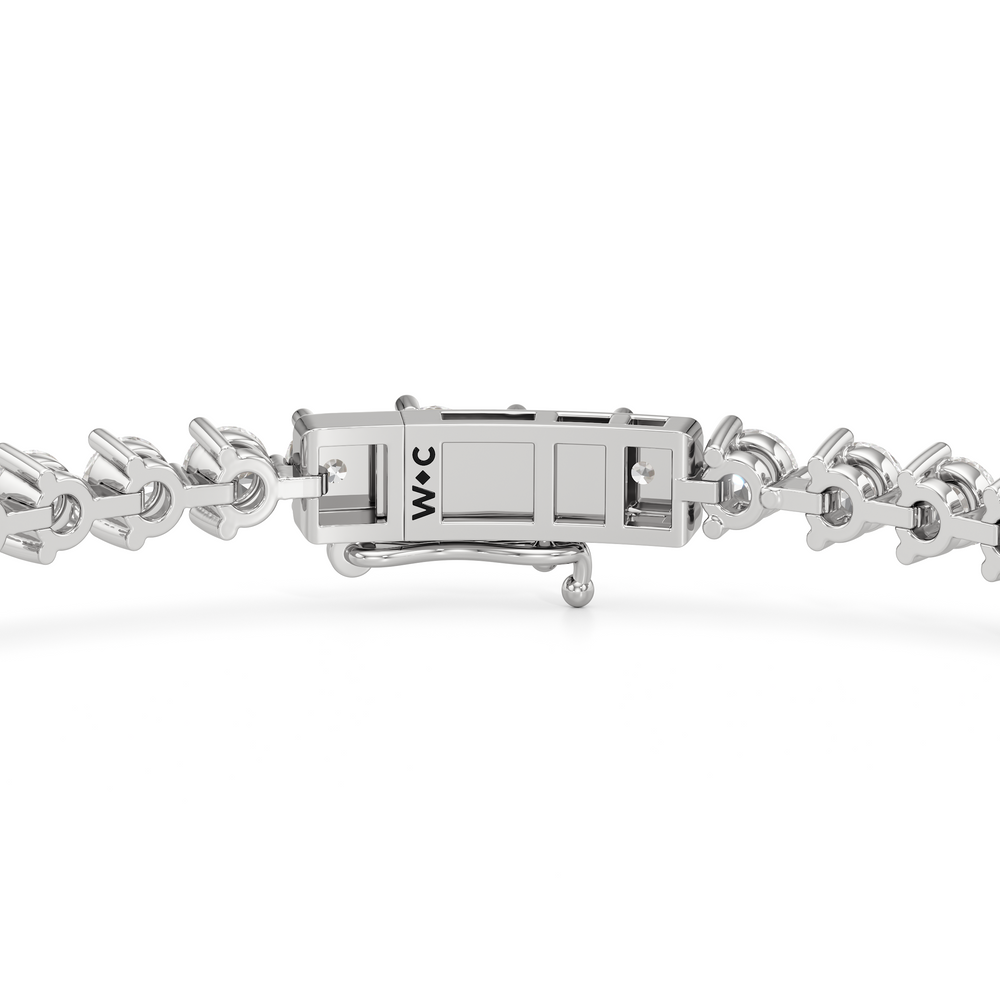 Contemporary 3-Prong Round Lab Diamond Tennis Bracelet with 3 Cut Diamond in 14KT White Gold view 6
