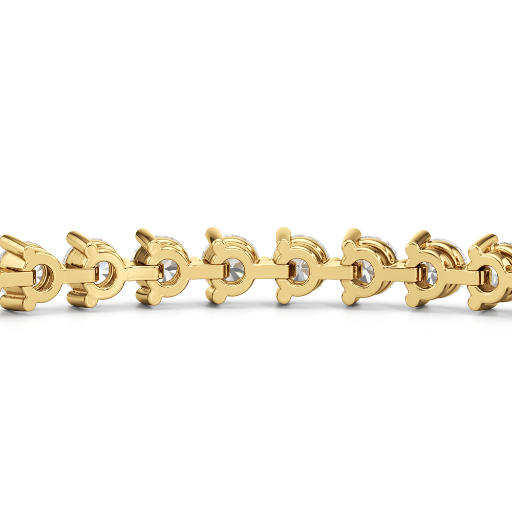 Contemporary 3-Prong Round Lab Diamond Tennis Bracelet with 3 Cut Diamond in 14KT Yellow Gold view 7
