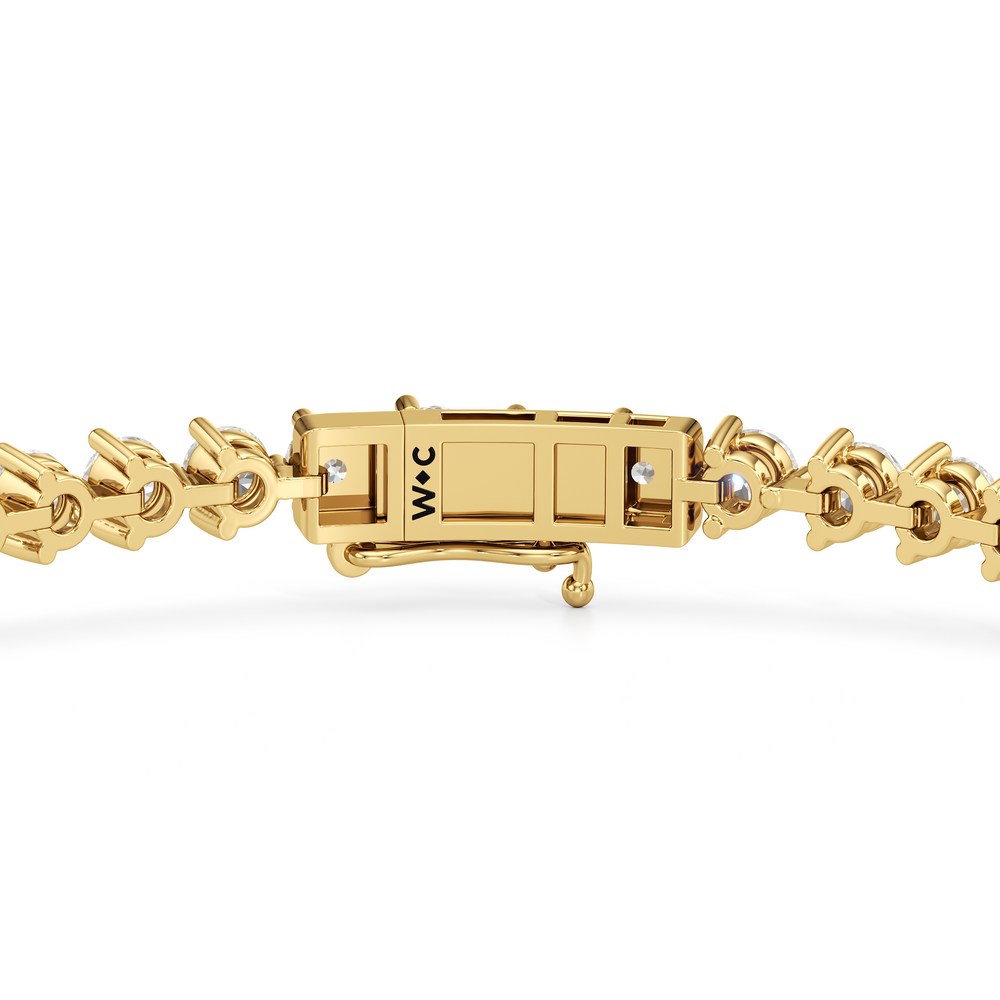 Contemporary 3-Prong Round Lab Diamond Tennis Bracelet with 3 Cut Diamond in 14KT Yellow Gold view 6
