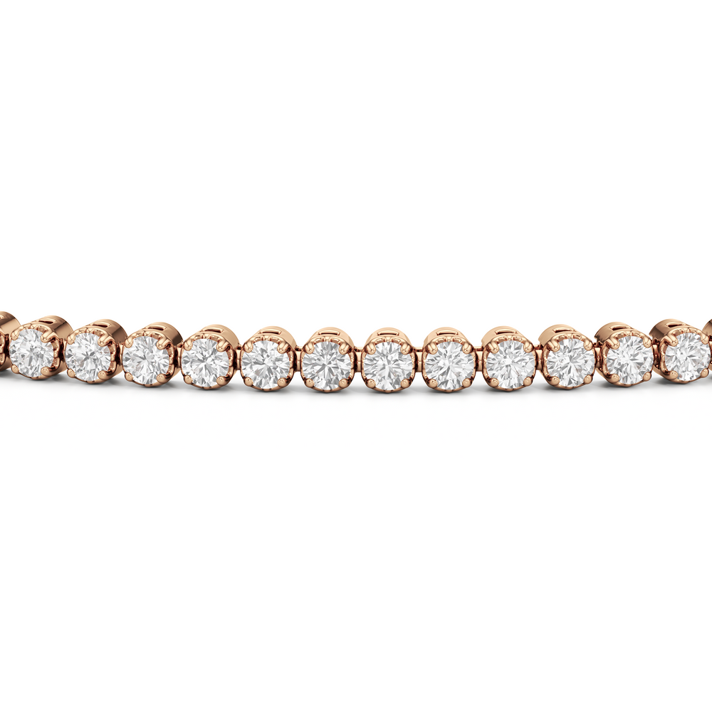 Four Prong Lab Diamond Tennis Bracelet with 10 Cut Diamond in 14KT Rose Gold view 24
