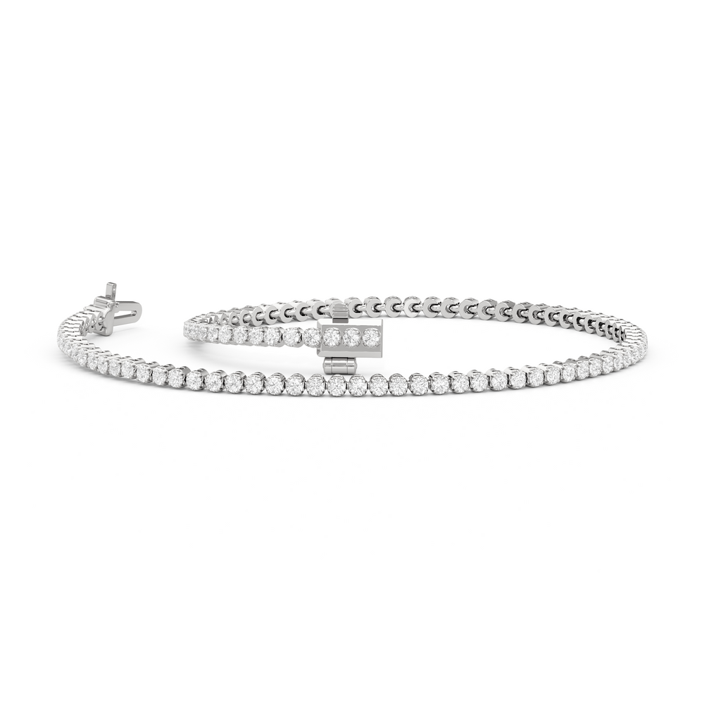 Four Prong Lab Diamond Tennis Bracelet with 1 Cut Diamond in 14KT White Gold view 3
