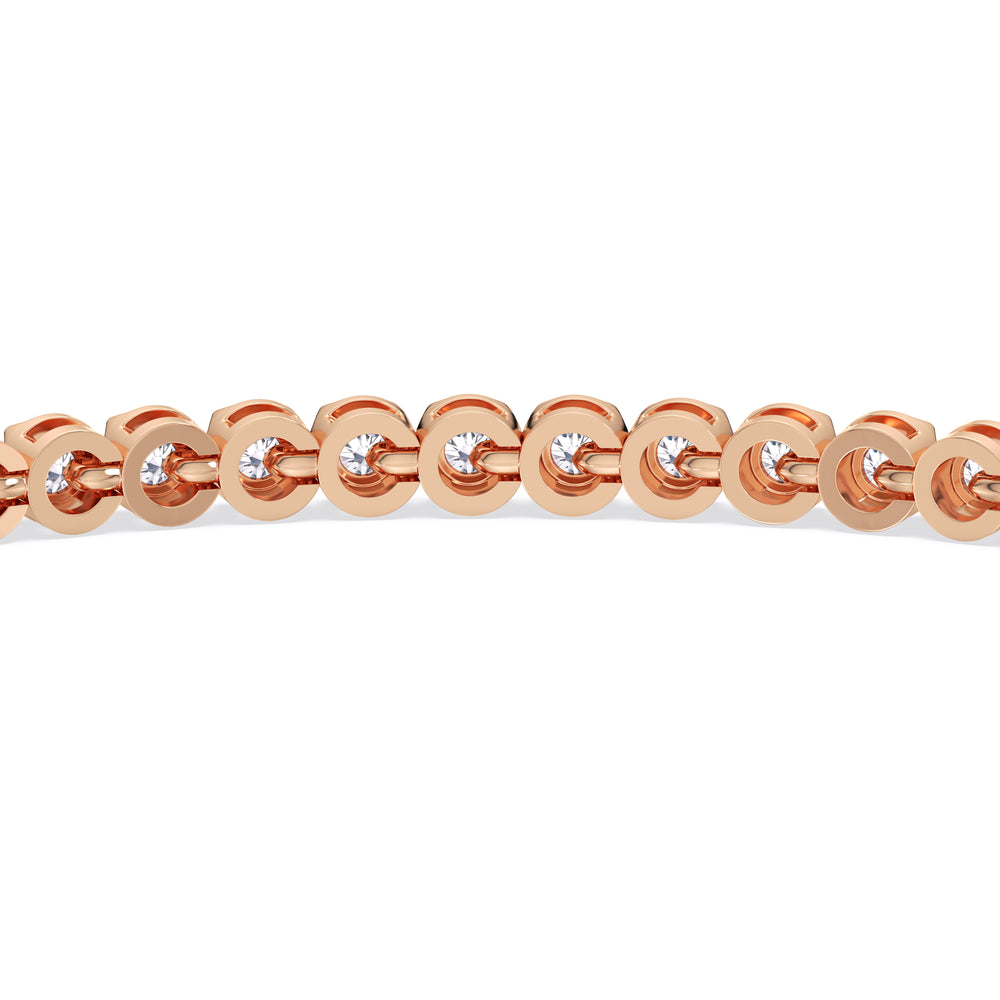Four Prong Lab Diamond Tennis Bracelet with 2 Cut Diamond in 14KT Rose Gold view 7
