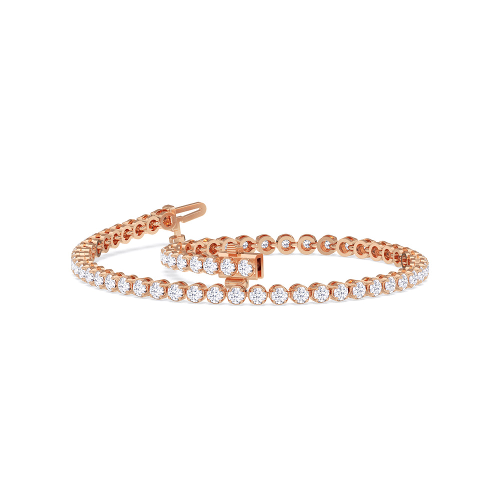 Four Prong Lab Diamond Tennis Bracelet with 2 Cut Diamond in 14KT Rose Gold view 4
