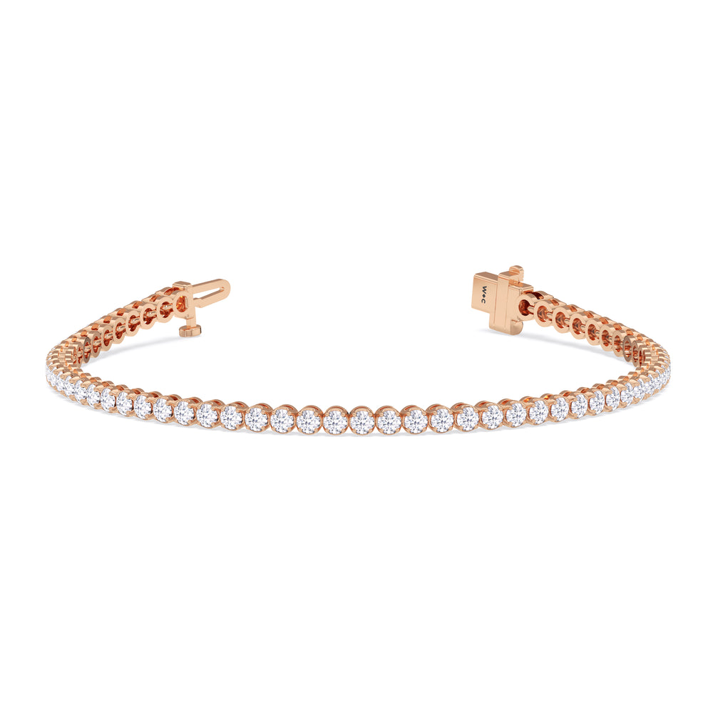 Four Prong Lab Diamond Tennis Bracelet with 2 Cut Diamond in 14KT Rose Gold view 3
