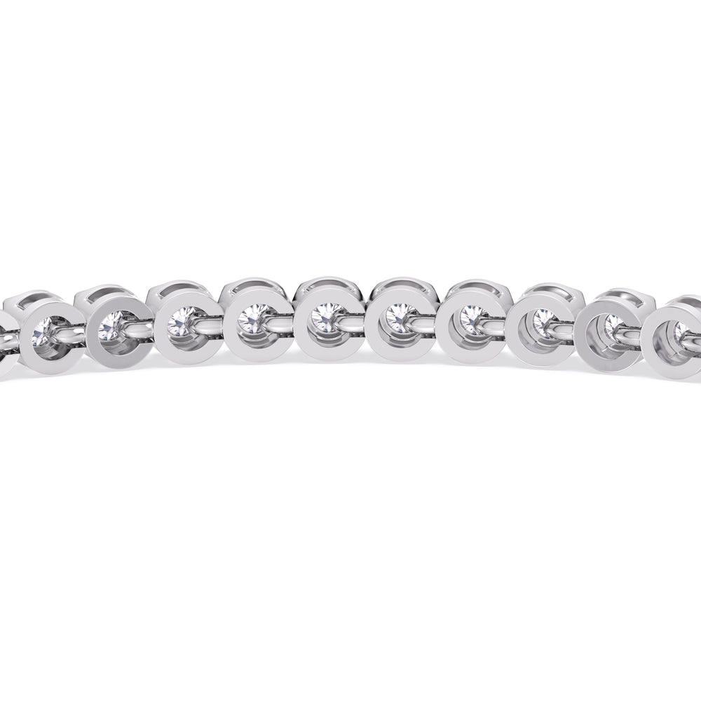 Four Prong Lab Diamond Tennis Bracelet with 2 Cut Diamond in 14KT White Gold view 7
