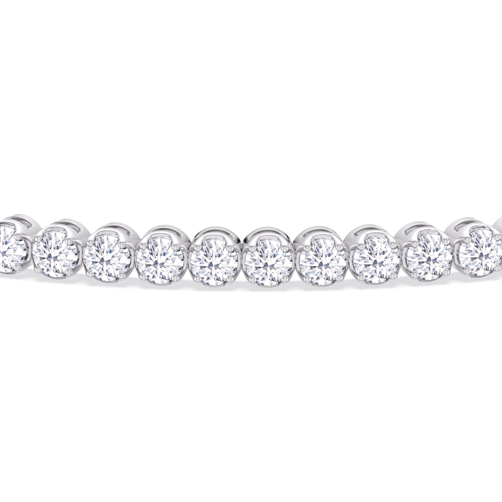 Four Prong Lab Diamond Tennis Bracelet with 2 Cut Diamond in 14KT White Gold view 5
