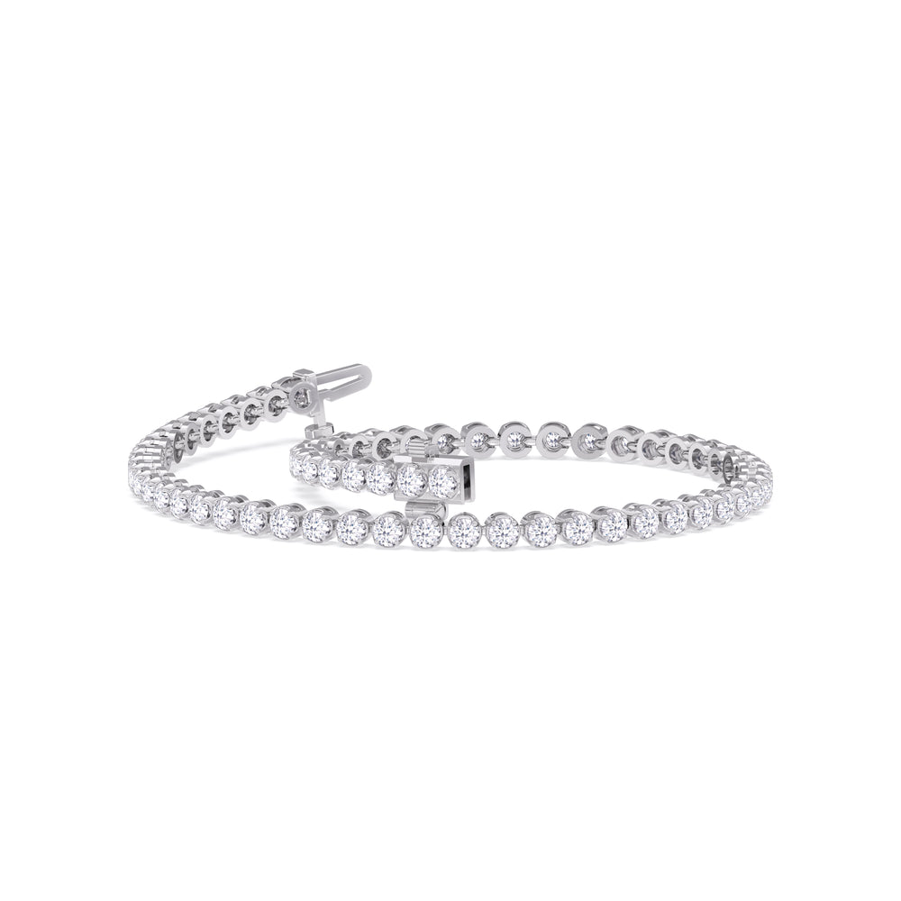 Four Prong Lab Diamond Tennis Bracelet with 2 Cut Diamond in 14KT White Gold view 4
