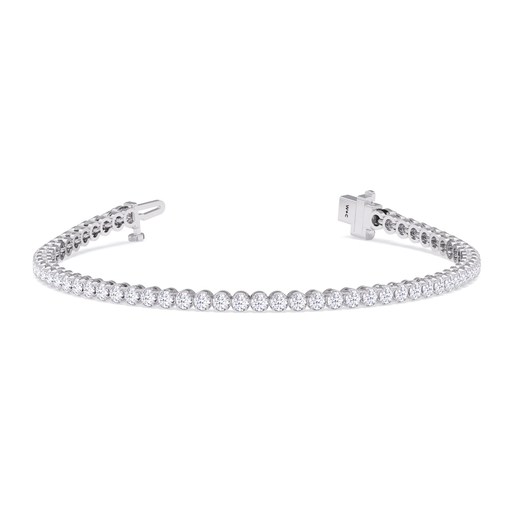 Four Prong Lab Diamond Tennis Bracelet with 2 Cut Diamond in 14KT White Gold view 3
