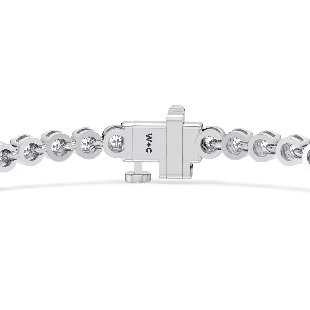 Four Prong Lab Diamond Tennis Bracelet with 2 Cut Diamond in 14KT White Gold view 6
