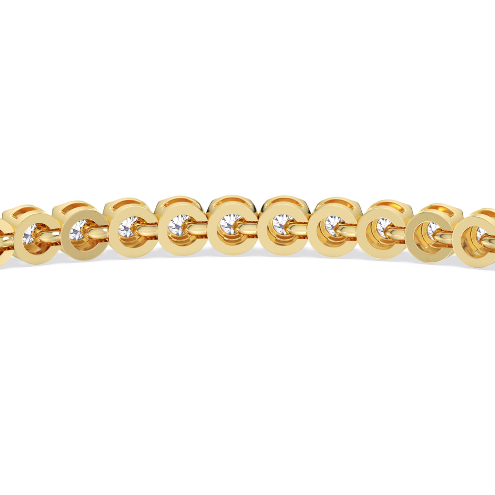 Four Prong Lab Diamond Tennis Bracelet with 2 Cut Diamond in 14KT Yellow Gold view 7
