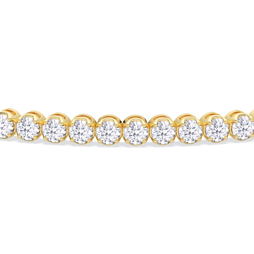 Four Prong Lab Diamond Tennis Bracelet with 2 Cut Diamond in 14KT Yellow Gold view 5
