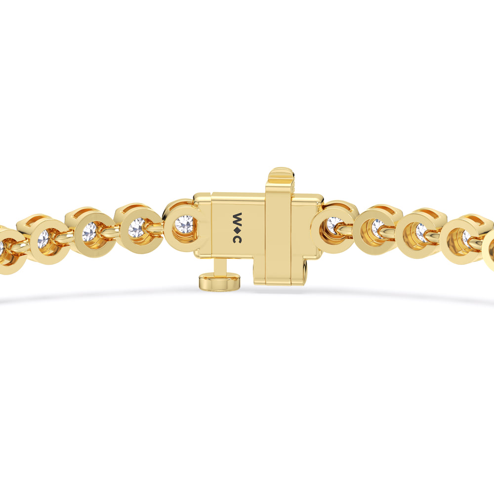Four Prong Lab Diamond Tennis Bracelet with 2 Cut Diamond in 14KT Yellow Gold view 6
