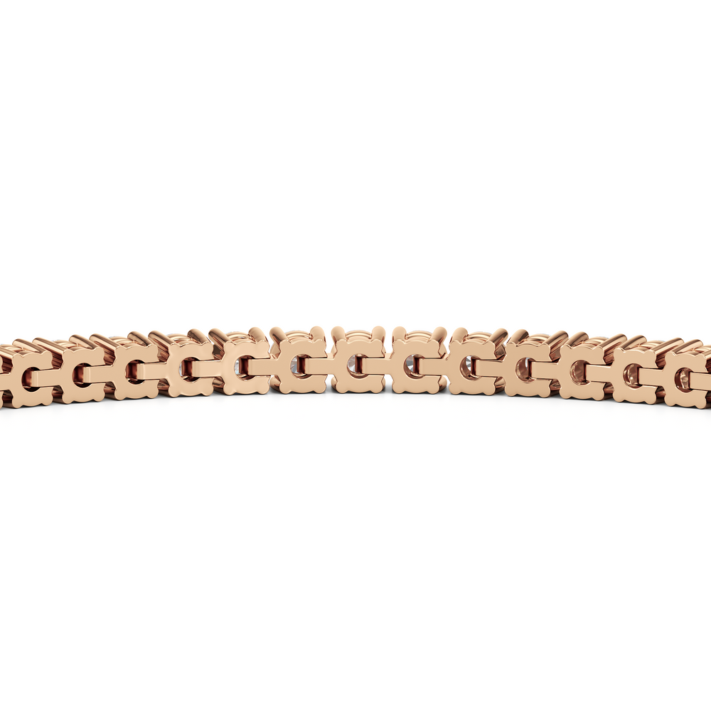 Four Prong Lab Diamond Tennis Bracelet with 3 Cut Diamond in 14KT Rose Gold view 6
