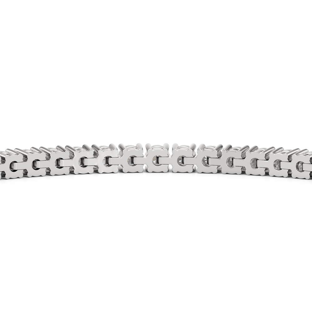 Four Prong Lab Diamond Tennis Bracelet with 3 Cut Diamond in 14KT White Gold view 6
