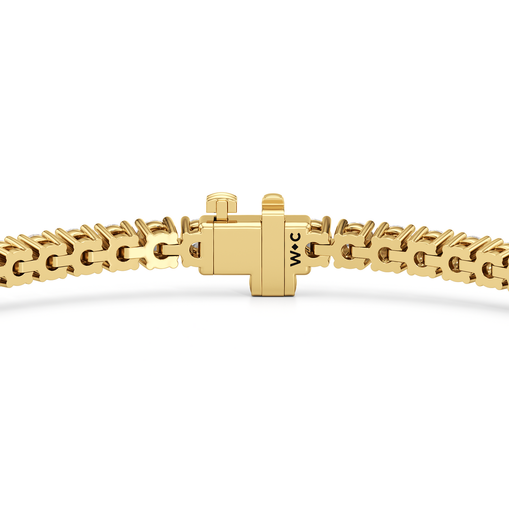 Four Prong Lab Diamond Tennis Bracelet with 3 Cut Diamond in 14KT Yellow Gold view 5
