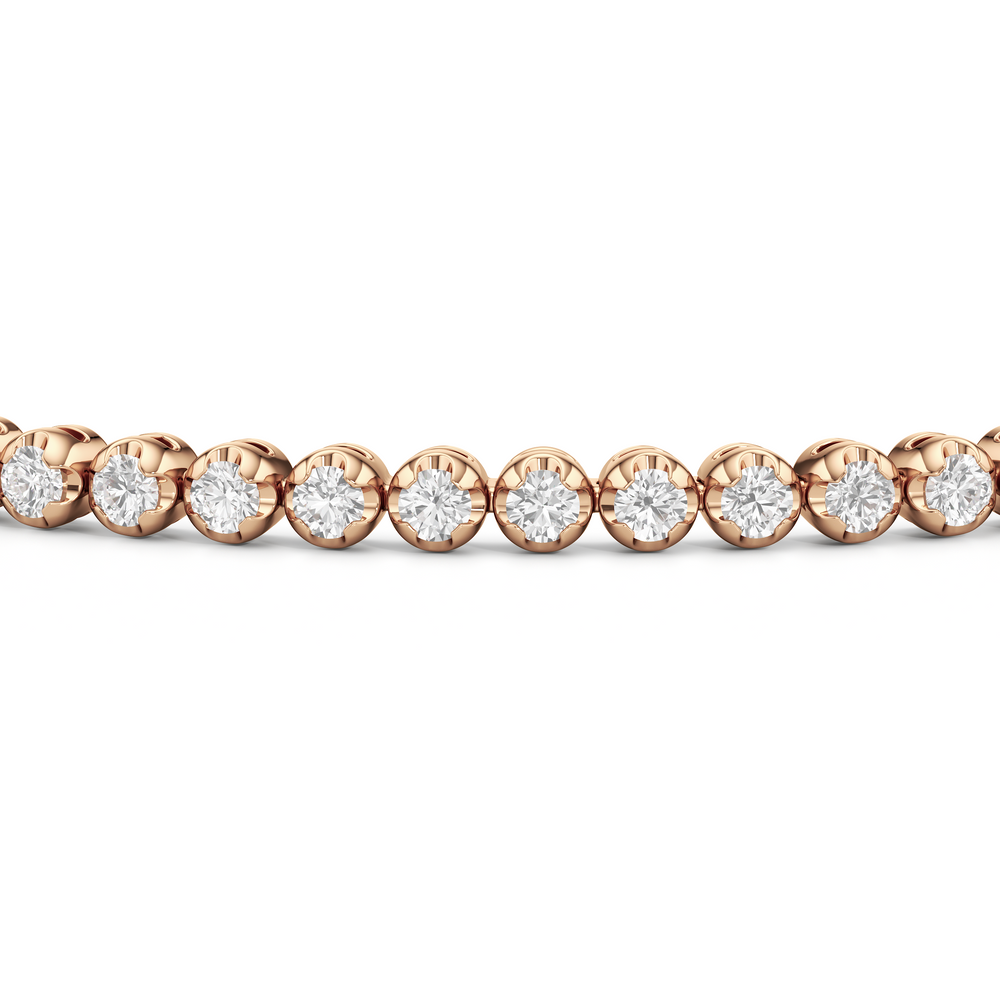 Modern Nugget Lab Diamond Tennis Bracelet with 1 Cut Diamond in 14KT Rose Gold view 5
