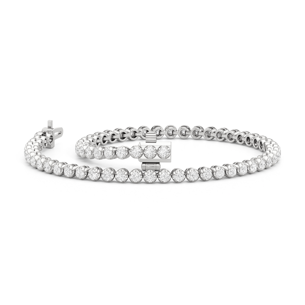 Modern Nugget Lab Diamond Tennis Bracelet with 1 Cut Diamond in 14KT White Gold view 2
