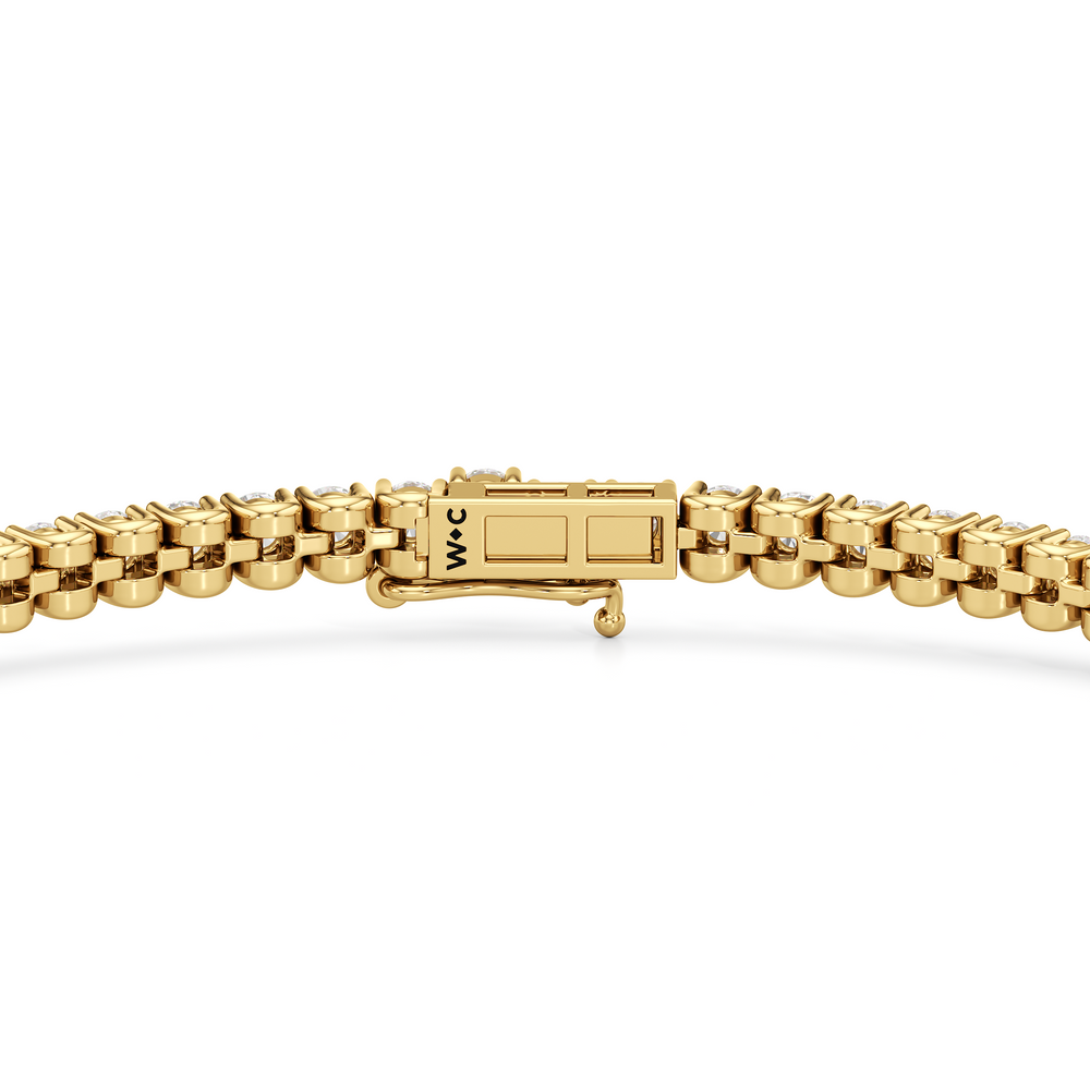 Floating U-Prong Lab Diamond Tennis Bracelet with 3 Cut Diamond in 14KT Yellow Gold view 6
