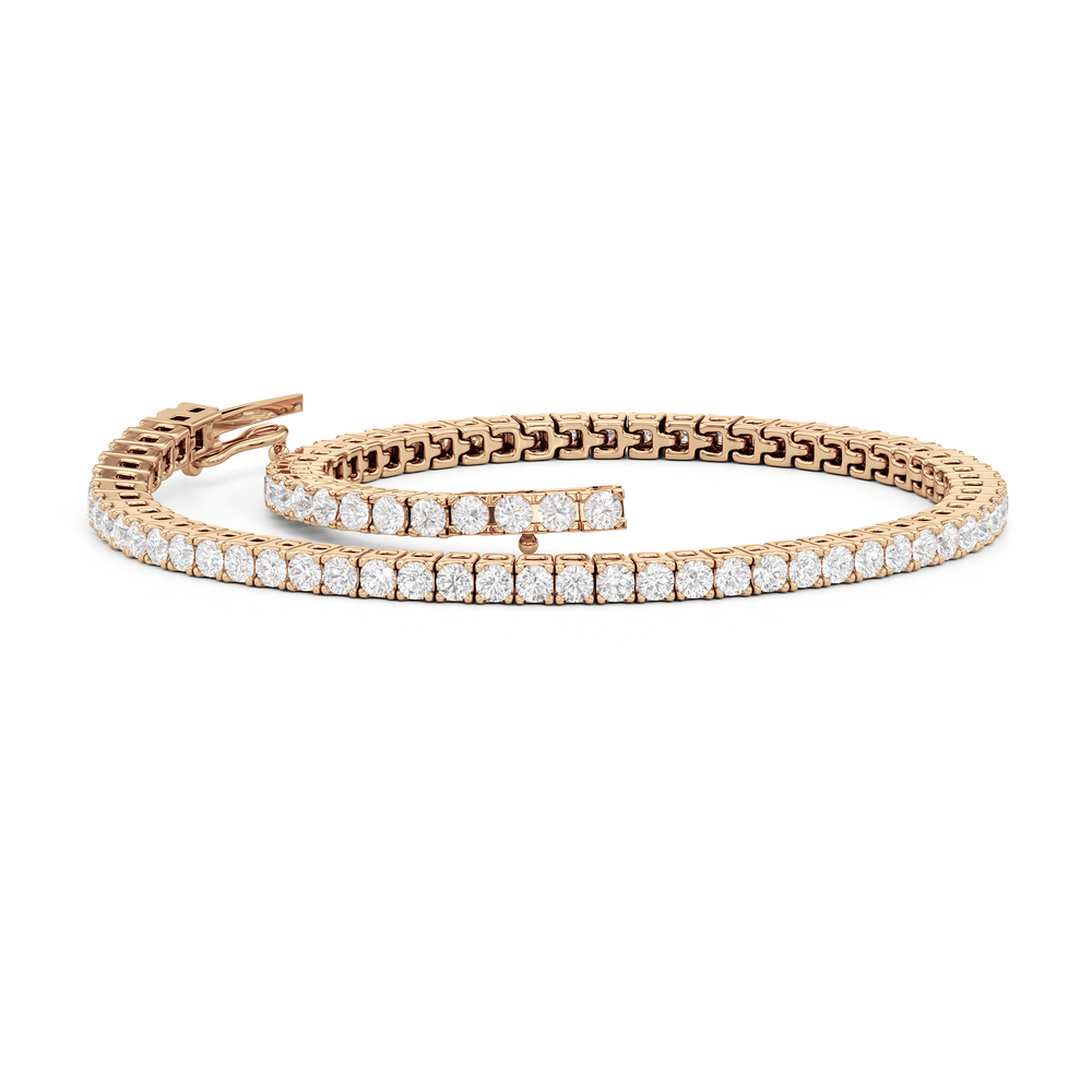 Classic 4-Prong Round Lab Diamond Square Basket Tennis Bracelet with 2 Cut Diamond in 14KT Rose Gold view 2
