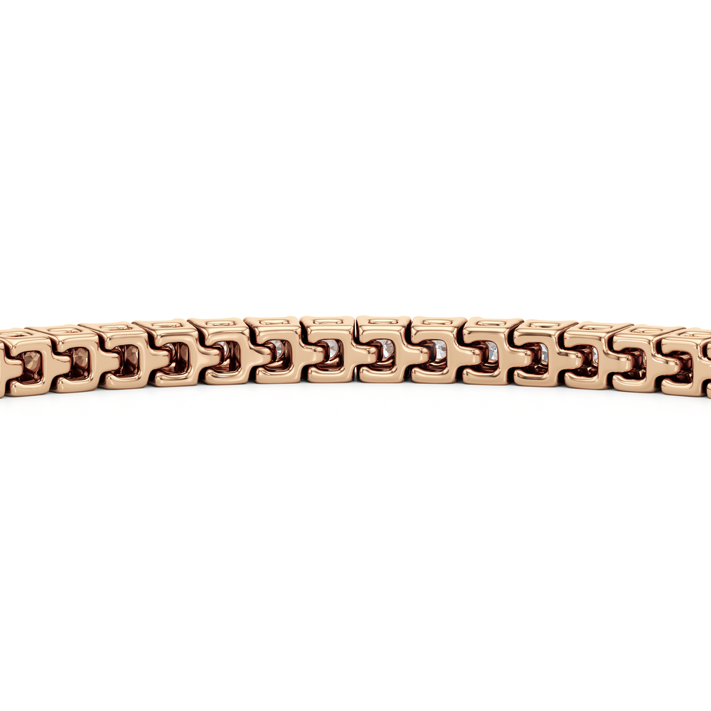 Classic 4-Prong Round Lab Diamond Square Basket Tennis Bracelet with 2 Cut Diamond in 14KT Rose Gold view 7
