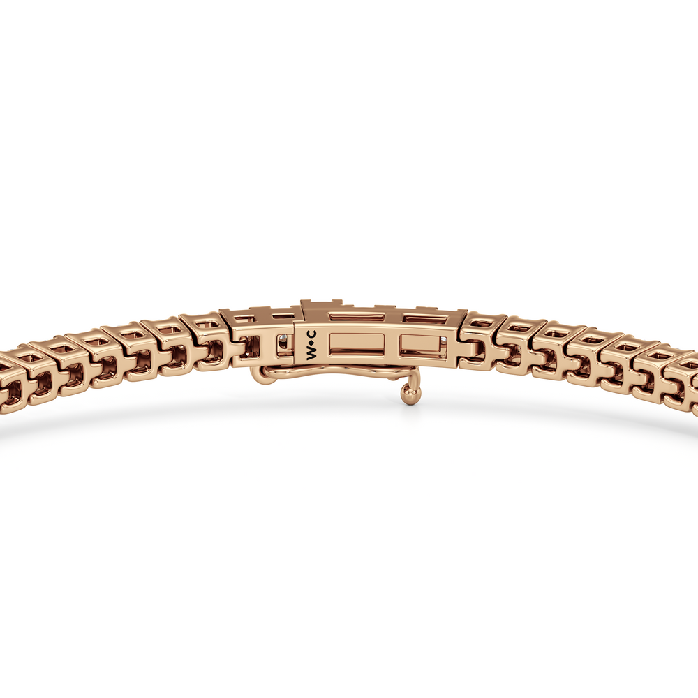 Classic 4-Prong Round Lab Diamond Square Basket Tennis Bracelet with 2 Cut Diamond in 14KT Rose Gold view 6
