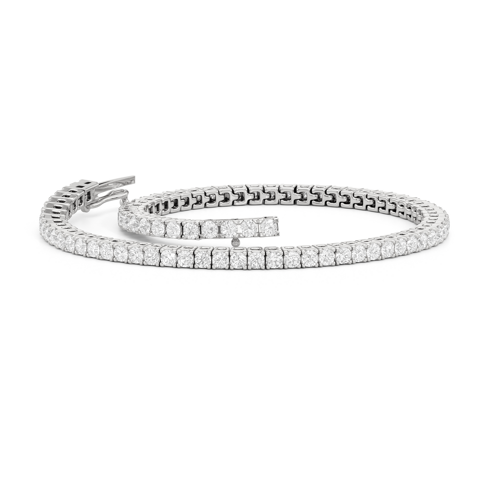 Classic 4-Prong Round Lab Diamond Square Basket Tennis Bracelet with 2 Cut Diamond in 14KT White Gold view 2
