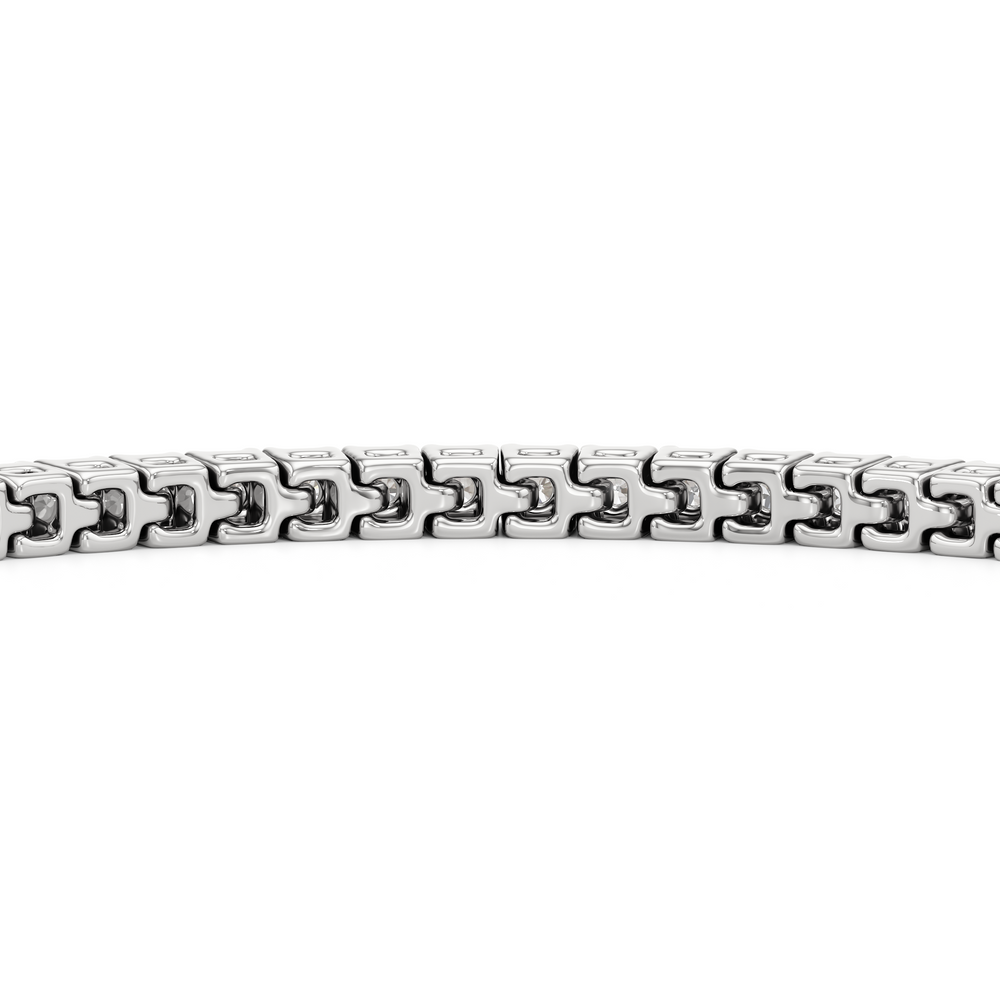 Classic 4-Prong Round Lab Diamond Square Basket Tennis Bracelet with 2 Cut Diamond in 14KT White Gold view 7
