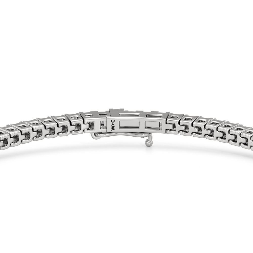 Classic 4-Prong Round Lab Diamond Square Basket Tennis Bracelet with 2 Cut Diamond in 14KT White Gold view 6
