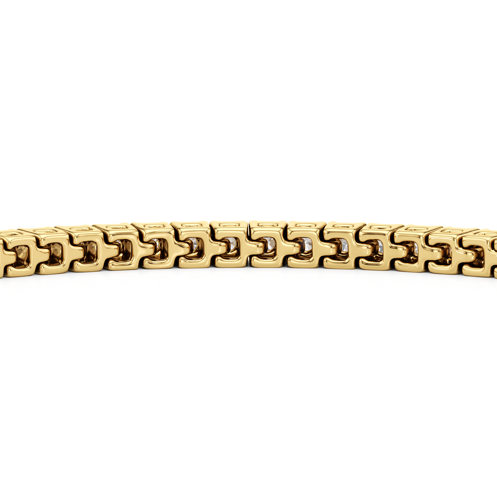 Classic 4-Prong Round Lab Diamond Square Basket Tennis Bracelet with 2 Cut Diamond in 14KT Yellow Gold view 7

