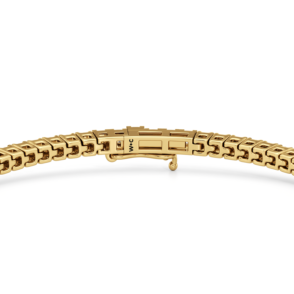 Classic 4-Prong Round Lab Diamond Square Basket Tennis Bracelet with 2 Cut Diamond in 14KT Yellow Gold view 6
