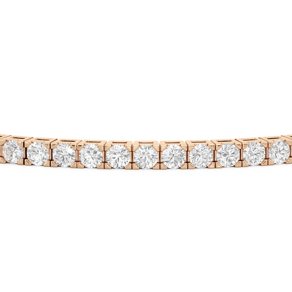 Classic 4-Prong Round Lab Diamond Square Basket Tennis Bracelet with 3 Cut Diamond in 14KT Rose Gold view 5
