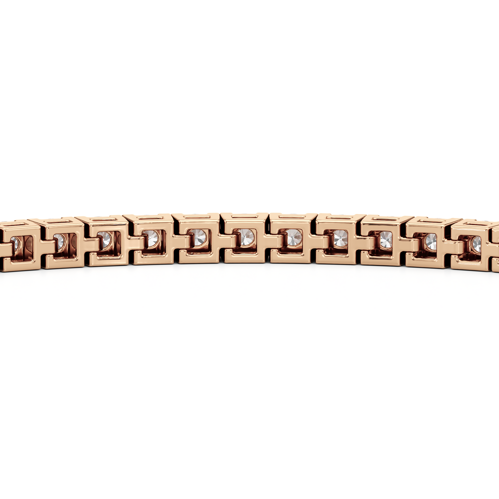 Classic 4-Prong Round Lab Diamond Square Basket Tennis Bracelet with 3 Cut Diamond in 14KT Rose Gold view 7
